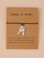 Bracelet de vœux tressé noir fait main avec breloque bouledogue argenté sur carte - Chien Dalmatien