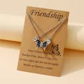 BFF vlinder ketting set met zwart-wit emaille hangers en zilverkleurige ketting - Zwart