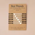Set van 6 zwarte gevlochten hartarmbanden op Best Friends kaart voor zussen en vrienden - Beste Vrienden Thema (Zes Hart Stijl) - Zwart