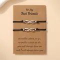 BFF vriendschapsarmband set met oneindigheidsteken op zwart koord en cadeaukaart - BFF Oneindigheid