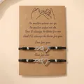 Vriendschapsarmbanden met oneindigheidshart symbool en zwart gevlochten koord - Hart Zilver Zwart