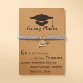 Gray woven graduation bracelet with a sparkling gold rhinestone mortarboard pendant - Doctor Hat / Grey Bracelet