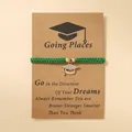 Handmade emerald green braided graduation cap necklace with gold pendant and gift card - Doctor Hat / Green Bracelet