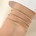 Driedelige minimalistische gouden gedraaide touwketting armband set voor dames van metaal - 3 Stuks Gouden Armbanden