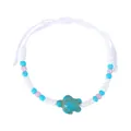 Verstelbare geweven zomerarmband met turquoise schildpad en kleurrijke kralen voor dames - Multicolor kralen schildpad stijl / Gevlochten armband / Wit Gevlochten Touw