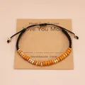Bracelet code morse perles bois orange et métal doré sur carte cadeau pour maman - Bracelet code Morse LOVE YOU MOM