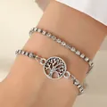 Silver Tree of Life charm bracelet set with sparkling white rhinestones for women - Tree of Life Bracelet