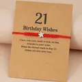 Red braided rope bracelet with silver star pendant on a birthday wish display card - 21st Birthday Star Red Rope