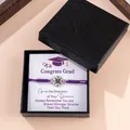 Verstelbare paarse geweven kompas armband met diploma kaart in zwarte geschenkdoos - Met Geschenkdoos / Paars
