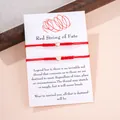 Pulseras tejidas de corazón rojo para parejas en tarjeta con leyenda de fe - Rojo