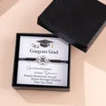 Verstelbare zwarte geweven kompas armband met diploma cadeaukaart in geschenkdoos - Met Geschenkdoos / Zwart