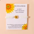 Handgemaakte geweven zonnebloem armband met wit koord en gele bloem hanger - Wit