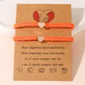 Minimalistische geweven oranje vriendschapsarmbanden met zilveren hartjes - Oranje