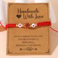 Handmade red woven basketball bracelet with heart beads and inspirational kraft gift card - Basketball