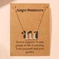 Gouden engelennummer 111 hanger ketting met kristallen op een presentatiekaart - Stijl 111