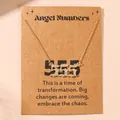 Gold angel number necklace featuring gothic 555 pendant with sparkling crystals and display card - Style 555