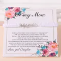 Bracelet blanc tressé Mama pour maman sur carte de vœux florale de sa fille - Blanc - Étiquette Argentée