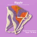 Bandana en crochet fait main avec motif à vagues violet et orange et cordons à nouer - Taille unique / Ondulation - Violet Orange Marron