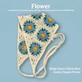 Bandana au crochet motif tournesol en beige, vert, jaune et bleu avec liens tricotés - Taille unique / Fleur de cerisier - Jaune