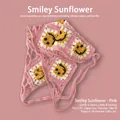 Bandana rose au crochet avec motif marguerite dans un style doux Y2K dopamine - Taille unique / Tournesol Souriant - Rose