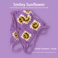 Bandana violet fait main au crochet avec motifs de tournesols souriants et maille - Taille unique / Tournesol Souriant - Violet