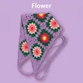 Bandana fait main au crochet avec motif floral granny square multicolore violet - Taille unique / Grande fleur à carreaux - Violet