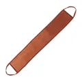 Exfoliating back scrubber in brown with sturdy strap handles for body care shower use - Back Applicator Strip / Brown