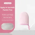 Rosa Selbstbräuner Handschuh aus weichem Beflockungsgewebe mit wasserfestem PE-Futter - Fingerlinge / Rosa
