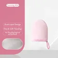 Pink tanning mitt with soft flocking fabric and waterproof PE liner for sunless tanning - Finger Sleeves / Pink