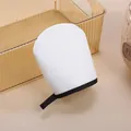 White microfiber tanning mitt with black edging and hanging loop for easy storage - Upgraded Mini Finger Mitt / White