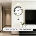 Modern minimalist wall clock in black geometric design with pendulum, size 33X53CM - Sm758-33*53cm Small Size