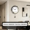Modern minimalist black wall clock with pendulum, silent metal design in 40x65cm size - Sm758-40*65cm Large Size