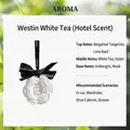 White rose shaped plaster aroma diffuser pendant with black bow and white tea scent - White Tea