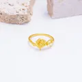 S925 sterling silver gold plated rose flower ring with zircon leaves for women - US Size 5 / Gold