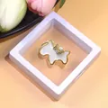 Elegant gold pony brooch with white shell finish and coin bag charm in a gift box - Horse With Wealth Style (XZ270 Wealth)