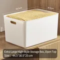 Extra large white plastic storage box with handles measuring 44.5 by 30.5 by 25 cm - Thickened Extra Large High No Lid