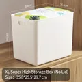 Extra-large white open plastic storage bin with handles for organizing home essentials - Thickened Super Large High No Lid