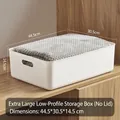 Extra large shallow white plastic storage box measuring 44.5x30.5x14.5cm with handles - Thickened Extra Large Short No Lid