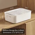 Medium white plastic storage bin with handles for organizing toys and clothes - Thickened Medium No Lid