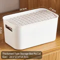 White thickened plastic storage box without lid featuring side handles, size 28.5x17.4x14.3cm - Thickened Medium Narrow No Lid