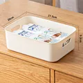 Creamy white plastic storage bin with handles for home organization 27.5x20x9.2cm - Thickened Medium No Lid Cream White