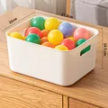White plastic storage bin with handles for toy organization 27.5x22x14.5cm - Thickened Large Cream White No Lid