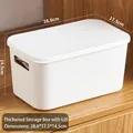 White thickened plastic storage box with lid and handles, size 28.6x17.5x14.5cm - Thickened Medium Narrow White With Lid