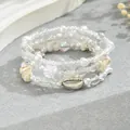 Set de pulseras de la amistad bohemias con cristales naturales y colgantes de caracola - Estilo Colgante Concha Bohemio / Blanco