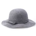 Eleganter dunkelgrauer Wollhut mit gewellter Krempe und minimalistischer Schleife - M (56-58cm) / Gemischte Asche