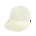 Schicker beiger Damen-Strohhut im Reitstil mit modischem M-Metall-Logo für den Sommer - Creme