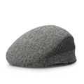 Casual grey linen flat cap for middle-aged men with breathable mesh side panels - L / Dark Gray