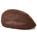 Dark brown mesh ivy cap for men, breathable summer flat hat with woven ventilation design - 58cm / Coffee