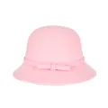 Elegant pink wool cloche hat for women featuring a stylish matching bow decoration - 57cm / Pink