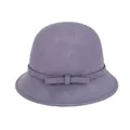 Elegant purple wool felt cloche hat for women with a decorative bow and vintage style - Gray